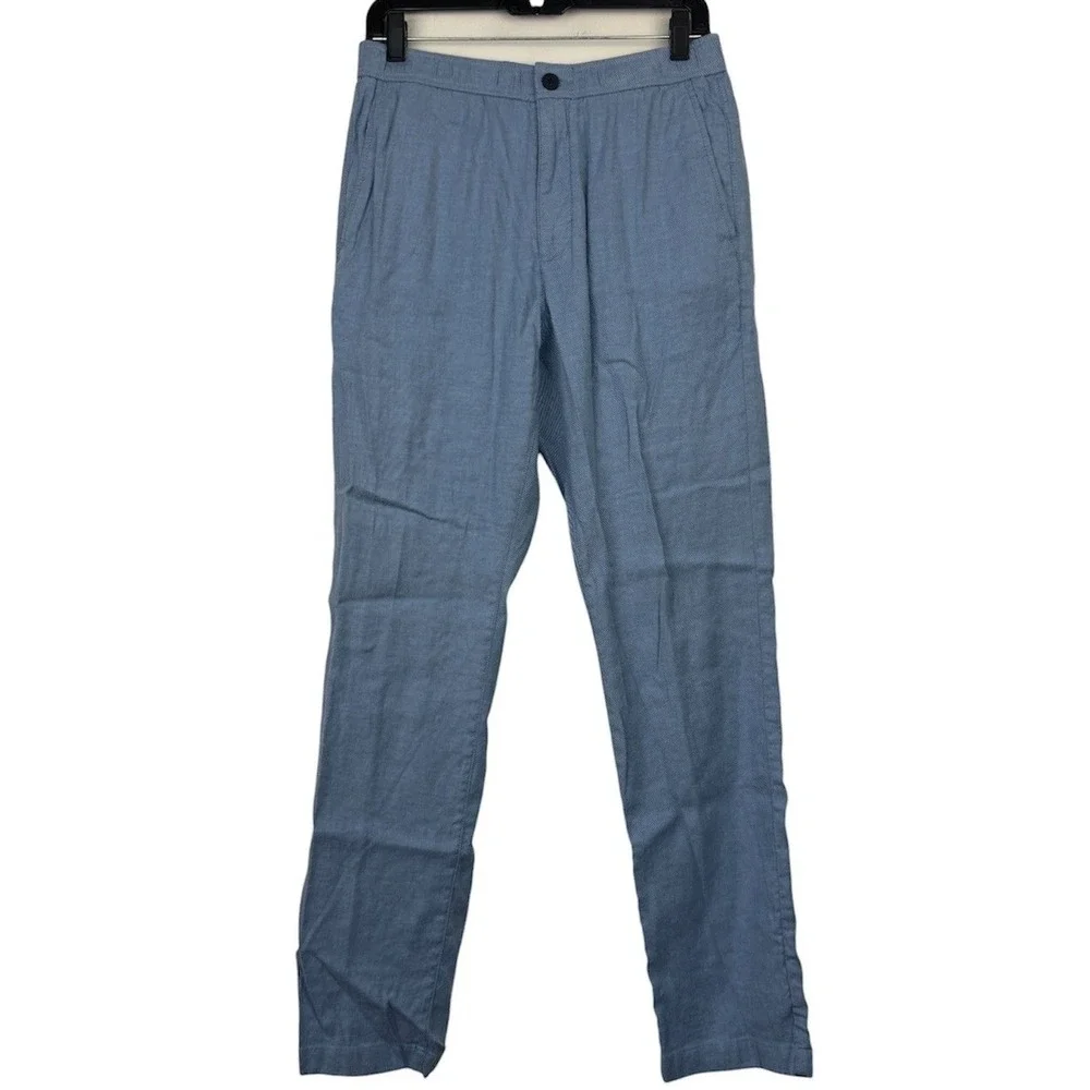 Tommy Bahama Boracay LINEN Blend Pants Mens M x 32 Relaxed Drawstring Blue